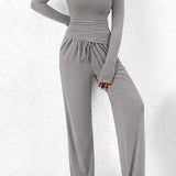 Completo da salotto da donna – Maglia a maniche lunghe con scollo rotondo – Pantaloni larghi con elastico in vita