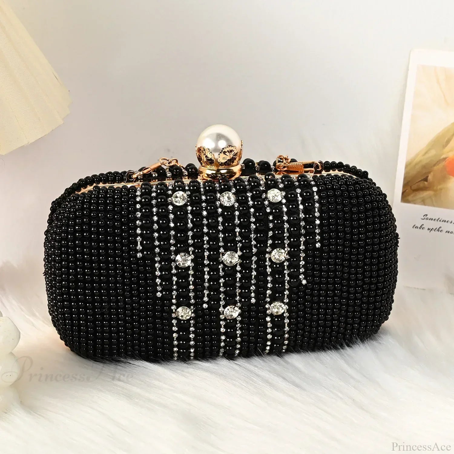 Pochette da sera di lusso con perline e diamanti