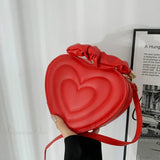 Borsa a tracolla di lusso in pelle PU trapuntata a forma di cuore