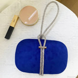 Borsa a mano di lusso per matrimoni e serate con manici in cristallo rosso velluto