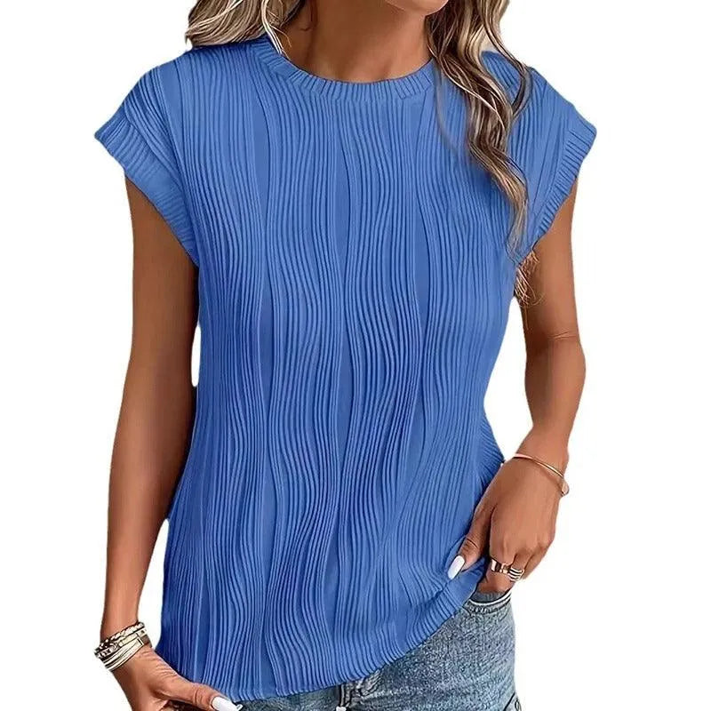 Top da donna - Maniche corte - Maglia testurizzata - Scollo rotondo - Vestibilità comoda