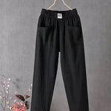 Pantaloni da donna – Vestibilità comoda – Vita elasticizzata – Tasche – Tessuto traspirante