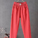 Pantaloni da donna – Vestibilità comoda – Vita elasticizzata – Tasche – Tessuto traspirante