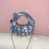 Mini pochette da sera a mezzaluna