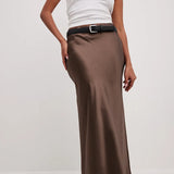 Gonna midi in raso da donna – Tessuto elegante e fluido – Taglio aderente sofisticato