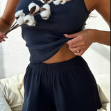 Completo da casa da donna – Canotta senza maniche con scollo a U – Comodi pantaloncini con elastico in vita