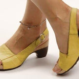 Sandali da donna - Tacco basso a blocco - Punta aperta - Cinturino regolabile - Comfort quotidiano