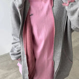 Felpa con cappuccio rosa con zip e effetto consumato