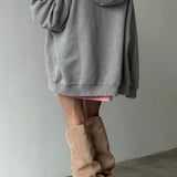 Felpa con cappuccio rosa con zip e effetto consumato