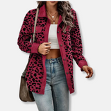 Camicia da donna - Velluto a coste - Vestibilità comoda - Collo a punta - Stampa leopardata