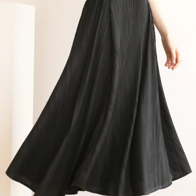 Gonna a vita alta plissettata - tinta unita