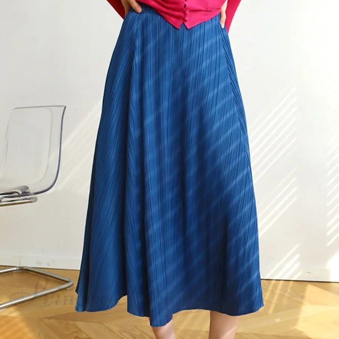 Gonna a vita alta plissettata - tinta unita