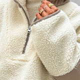 Felpa larga in pile con collo alto