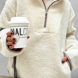 Felpa larga in pile con collo alto