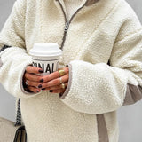 Felpa larga in pile con collo alto