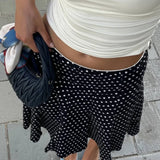 Gonna midi a coda di pesce a pois