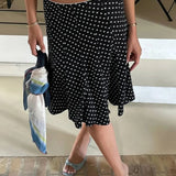 Gonna midi a coda di pesce a pois