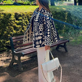 Cappotto monopetto in cotone stampato con scollo a V