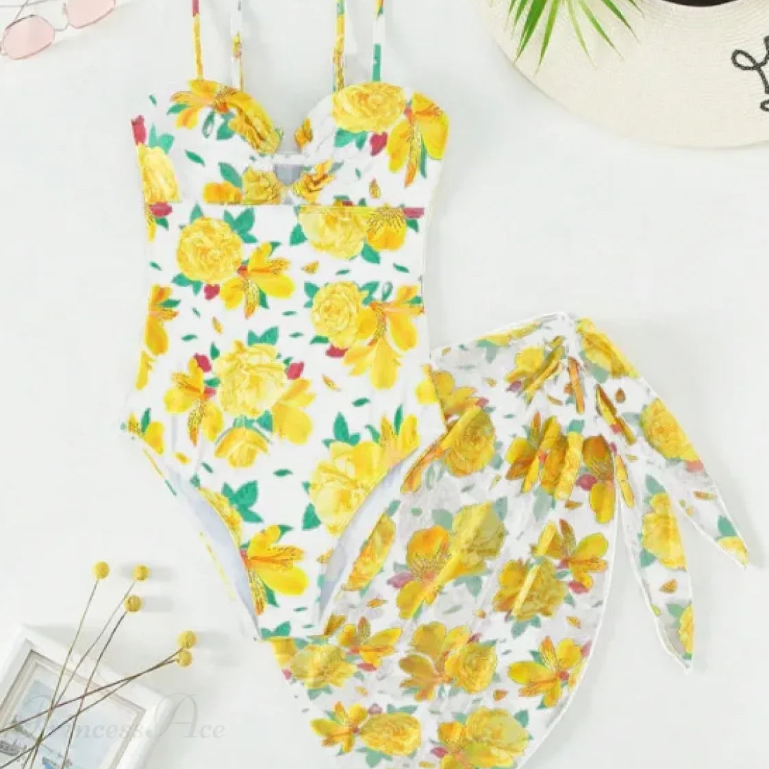 Completo push-up con spalline stampate e due pezzi