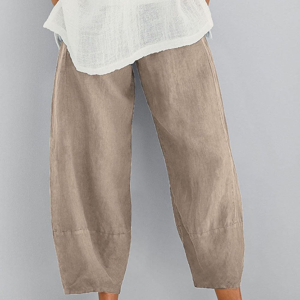 Pantaloni da donna – Vestibilità rilassata – Fibre naturali – Gamba larga – Lunghezza alla caviglia