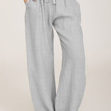 Pantaloni larghi da donna – Fibre naturali – Vita elasticizzata – Vestibilità rilassata