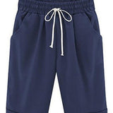 Pantaloncini casual da donna – Vestibilità ampia – Vita elasticizzata con coulisse – Tessuto traspirante – Tasche laterali