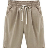 Pantaloncini casual da donna – Vestibilità ampia – Vita elasticizzata con coulisse – Tessuto traspirante – Tasche laterali