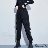 Pantaloni cargo da donna neri punk