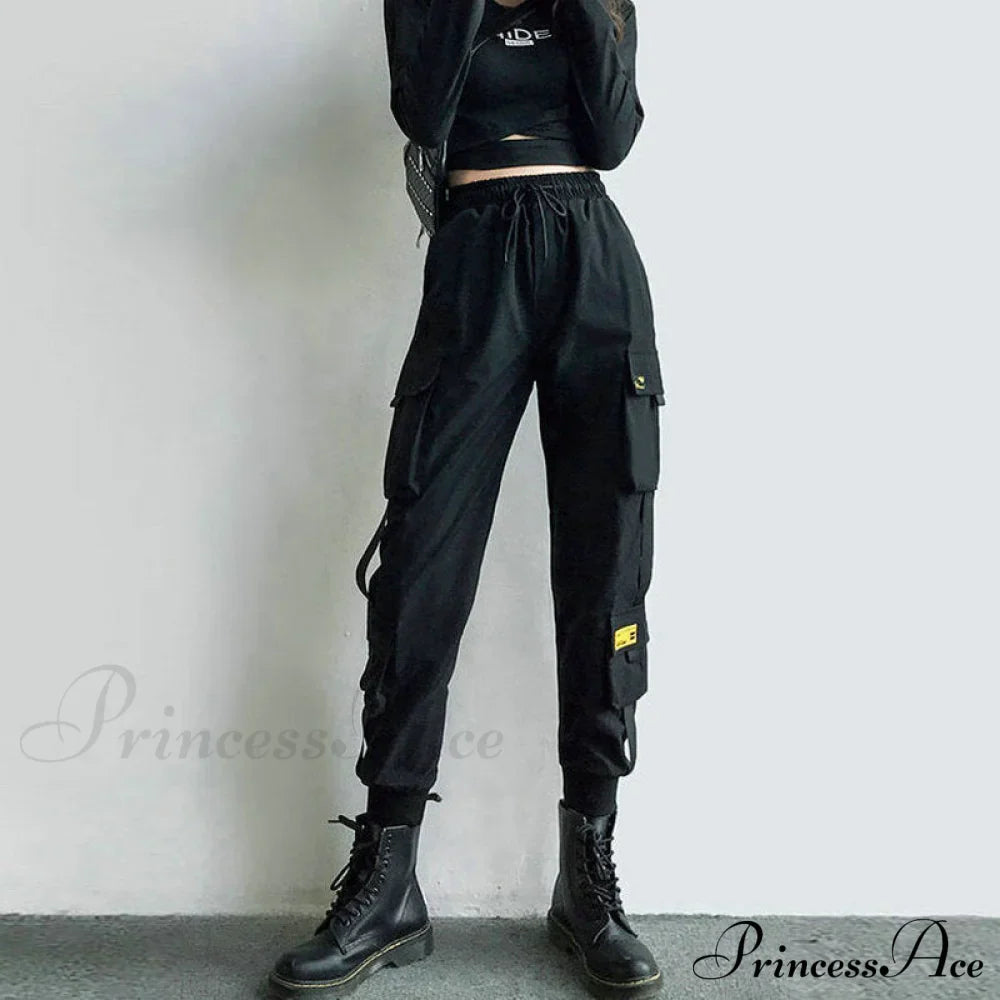 Pantaloni cargo da donna neri punk