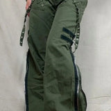 Pantaloni cargo svasati punk a vita bassa con cerniera e spacchi