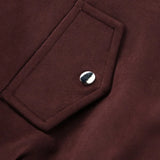 Cappotto retrò oversize con colletto in pelle scamosciata marrone rossiccio