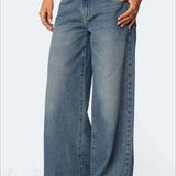 Jeans lunghi e stampati a gamba larga e rilassati