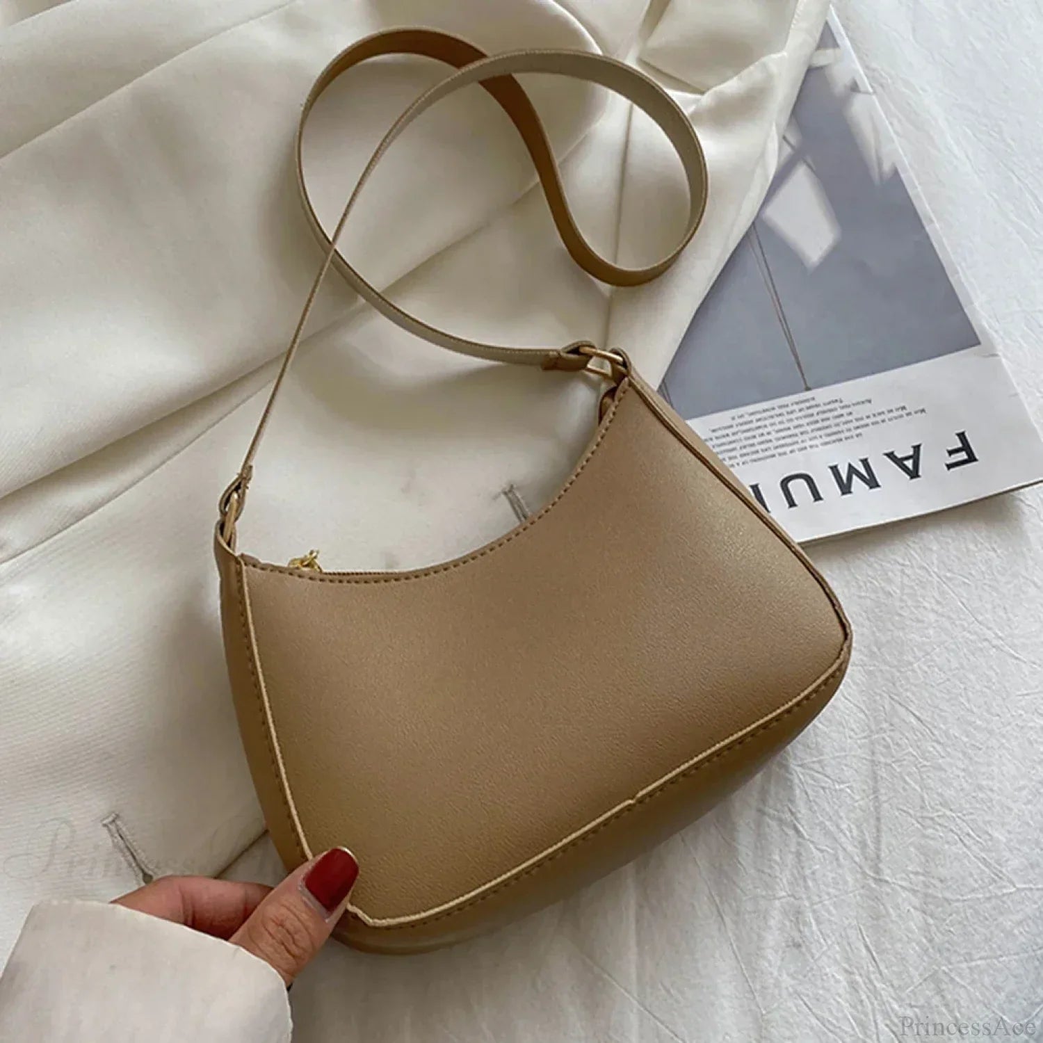 Borsa a tracolla Hobos in pelle PU tinta unita retrò