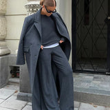 Cappotto doppiopetto in lana a coste