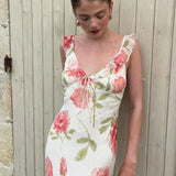 Abito lungo con canotta floreale romantica