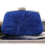 Pochette da sposa a forma di cuscino con pieghe blu reale, per feste e matrimoni