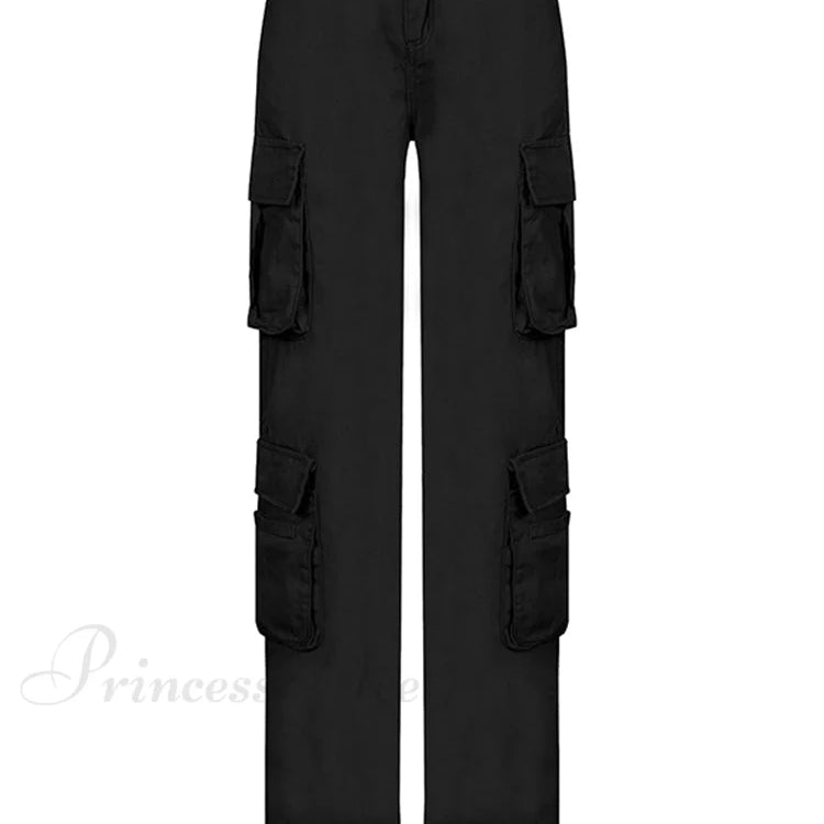 Jeans cargo con tasche grandi e arricciate