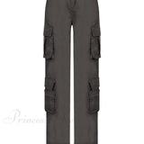 Jeans cargo con tasche grandi e arricciate