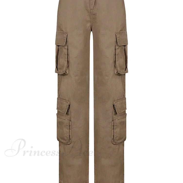 Jeans cargo con tasche grandi e arricciate