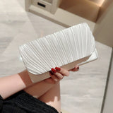 Pochette da sera in raso con strass plissettati per matrimonio