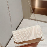 Pochette da sera in raso con strass plissettati per matrimonio