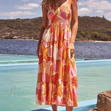 Abito canotta elasticizzato con stampa sul petto, plissettato e senza maniche Sea Charm