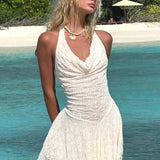 Mini abito aderente sexy con pannello in pizzo e scollo all'americana sulla schiena