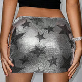 Minigonna sexy a vita alta con paillettes e linea ad A