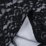 Mini abito sexy in pizzo trasparente con spalle scoperte e maniche lunghe