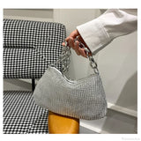 Borsa da sera con pochette da polso e strass di cristallo lucido