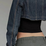 Cappotto corto in denim retrò lavato sexy e pigro