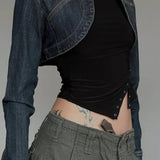 Cappotto corto in denim retrò lavato sexy e pigro