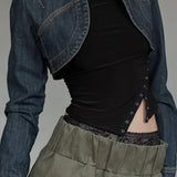 Cappotto corto in denim retrò lavato sexy e pigro