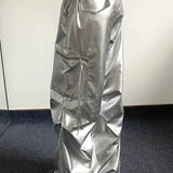 Pantaloni cargo a vita alta con risvolti argentati